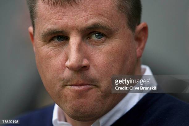 Wigan's manager Paul Jewell looks on before the Barclays Premiership match between Wigan Athletic and Fulham at the JJB Stadium on March 17, 2007 in...