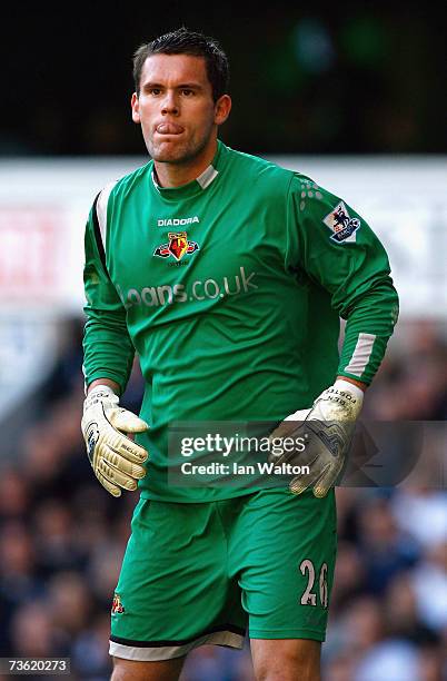 Ben Foster of Watford looks on during the Barclays Premiership match between Tottenham Hotspur and Watford at White Hart Lane on March 17, 2007...