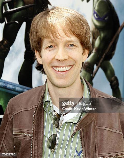 Voice actor James Arnold Taylor poses at the premiere of Warner Bros. Picture's Teenage Mutant Ninja Turtles at the Chinese Theater March 17, 2007 in...