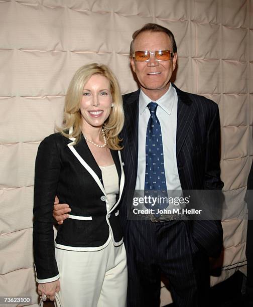 Kim Campbell and Glen Campbell attend the Pacific Pioneer Broadcasters Luncheon honoring Glen Campbell for his 45 years in show business at the...