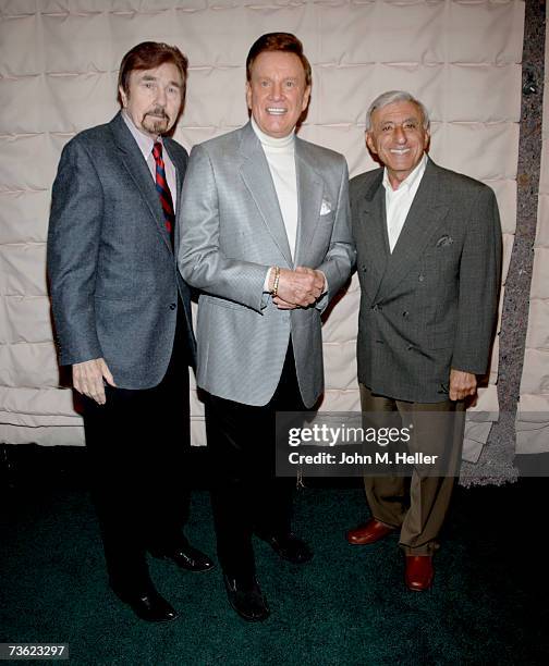 Gary Owens, Wink Martindale and Jamie Farr attend the Pacific Pioneer Broadcasters Luncheon honoring Glen Campbell for his 45 years in show business...