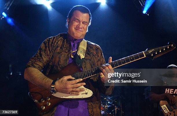 Actor and musician Steven Seagal performs live with his band Thunderbox on March 18, 2007 at the Shepherds Bush Empire in London, England.