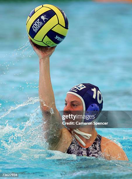 Marina Gritsenko of Kazakhstan in action during the Women's Preliminary Round Group C Water Polo match between Greece and Kazakhstan at the Melbourne...