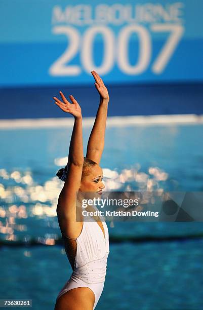 Christina Jones of the USA performs in the Solo Technical Final at the synchronized swimming event during the XII FINA World Championships at the Rod...