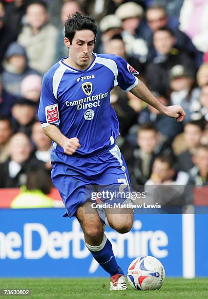 Peter Whittingham of cardiff City in action during the Coca-Cola Championship match between Derby County and Cardiff City at Pride Park on March 17,...