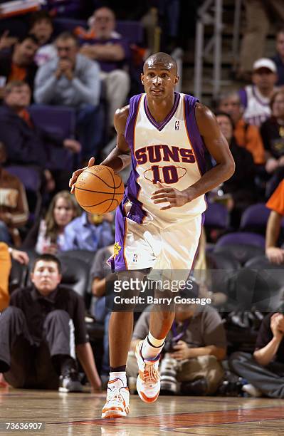 Leandro Barbosa of the Phoenix Suns moves the ball against the Indiana Pacers during the game on March 2 at U.S. Airways Center in Phoenix, Arizona....