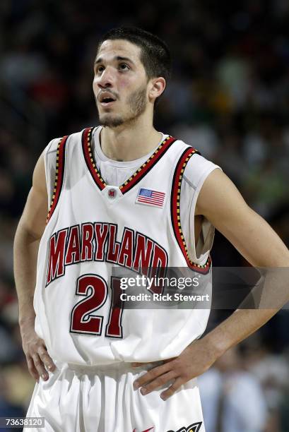 Greivis Vasquez of the Maryland Terrapin looks on against the Butler Bulldog during round two of the NCAA Men's Basketball Tournament at HSBC Arena...