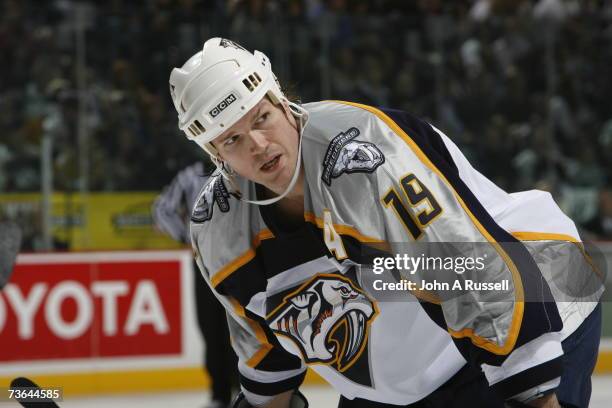 Jason Arnott of the Nashville Predators skates against the Columbus Blue Jackets at Nashville Arena on March 10, 2007 in Nashville, Tennessee.