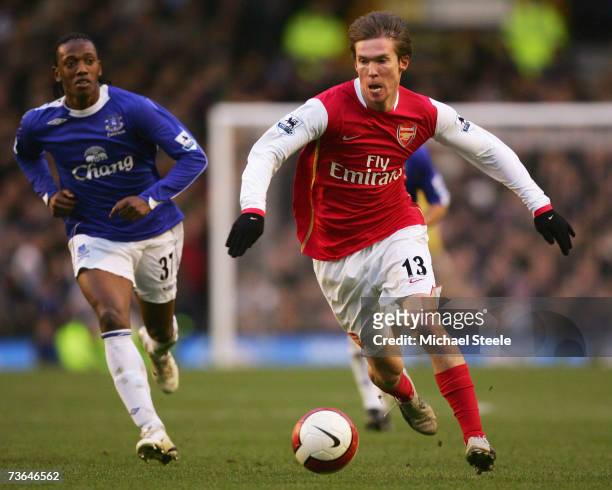 Alexander Hleb of Arsenal during the Barclays Premiership match between Everton and Arsenal at Goodison Park on March 18, 2007 in Liverpool, England.