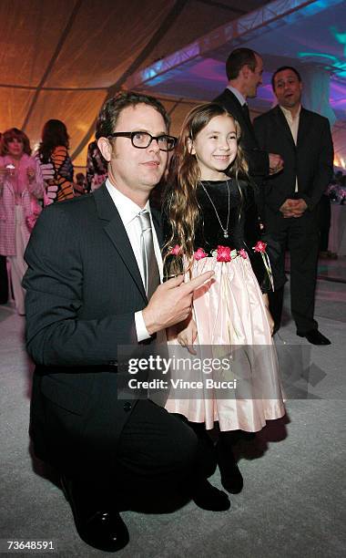Actor Rainn Wilson and actress Rhiannon Leigh Wryn attend the after party of the West Coast premiere of the New Line Cinema film "The Last Mimzy" on...