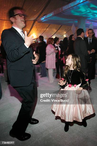 Actor Rainn Wilson and actress Rhiannon Leigh Wryn attend the after party of the West Coast premiere of the New Line Cinema film "The Last Mimzy" on...
