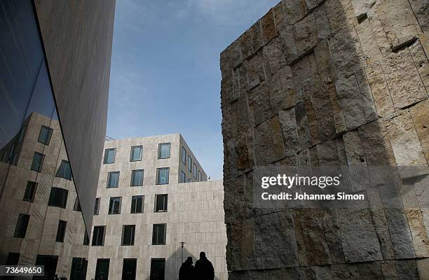 An outside view of the Jewish Museum and the Synagogue at the opening of the new Jewish Museum on March 21, 2007 in Munich, Germany. The Jewish...