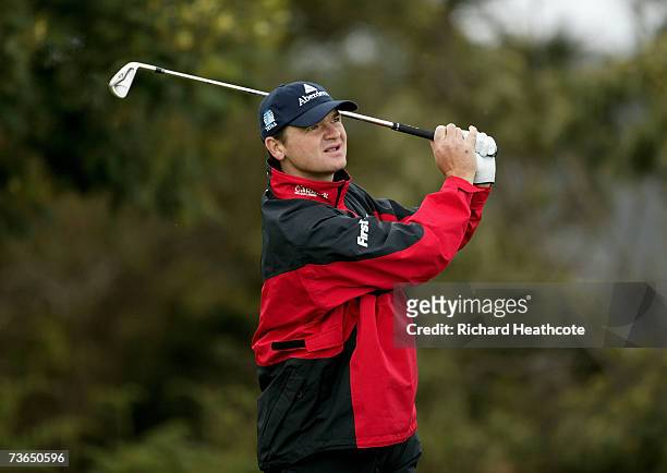 Paul Lawrie of Scotland in action during the Pro-Am for the Madeira Islands Open BPI 2007 at Clube De Golf Santo Da Serra on March 21, 2007 in...