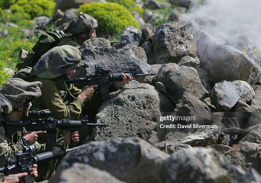 Israeli Infantry Conduct Live-Fire Exercise In Golan Heights
