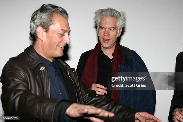 Directors Paul Auster and Jim Jarmusch attend the opening night party for The 36th Annual New Directors / New Films Festival at MoMA on March 21,...