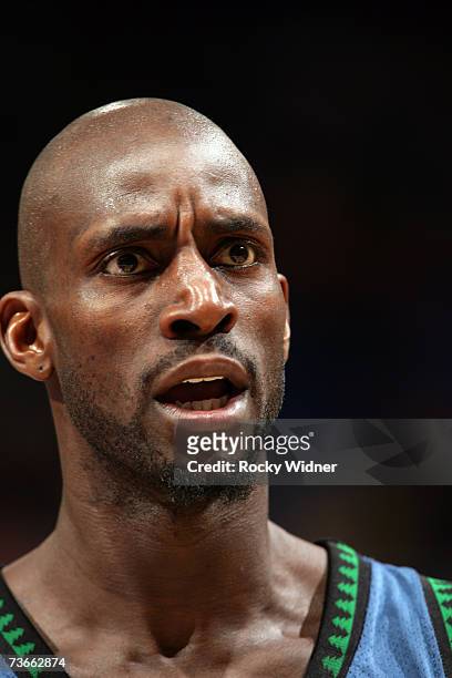 Kevin Garnett of the Minnesota Timberwolves reacts to a call against the Sacramento Kings on March 21, 2007 at ARCO Arena in Sacramento, California....