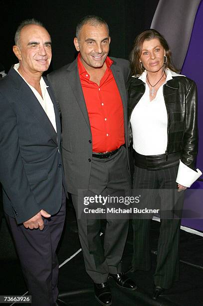 Attorney David Shapiro,designer Christian Audigier, and Linell Thomas in the front row at the Christian Audigier Fall 2007 fashion show during...