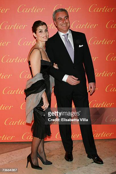Actress Chiara Muti and Cartier President Roberto Grandis arrive to attend the Cartier Spring Party held at the Galleria Nazionale on March 21, 2007...