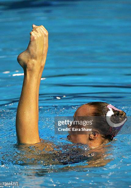Christina Jones of the United States of America performs in the Solo Free Routine final at the synchronized swimming event during the XII FINA World...