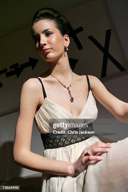 Model poses during the Cartier Spring Party held at the Galleria Nazionale on March 21, 2007 in Rome, Italy. The party marks the launch of the...