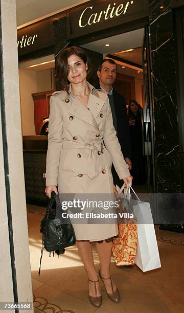 Actress Chiara Muti leaves the Cartier Show Room on March 21, 2007 in Rome Italy. The actress posed for a portrait session before the launch of the...