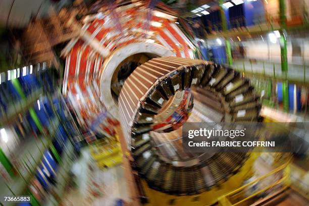 Picutre taken 22 March 2007 shows the magnet core of the world's largest superconducting solenoid magnet near Geneva. CMS is one of the experiments...