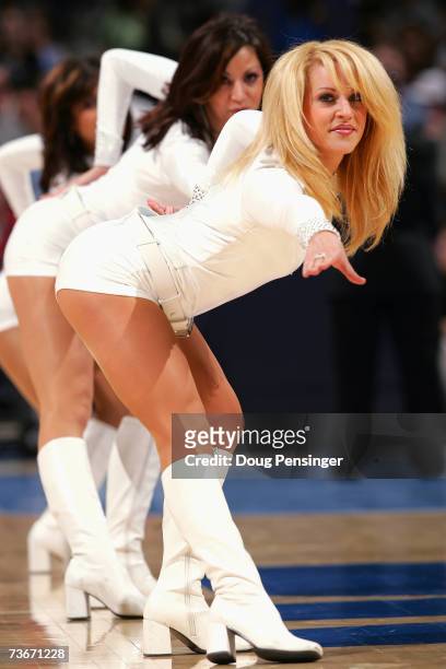 Denver Nuggets dancers perform during a break in the game against the Los Angeles Lakers on March 15, 2007 at the Pepsi Center in Denver, Colorado....