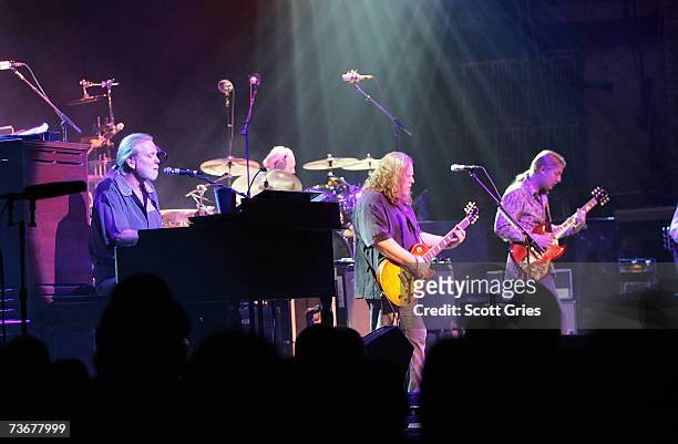 Gregg Allman, Warren Haynes, and Derek Trucks of The Allman Brothers Band perform during their first night of 13 performances at The Beacon Theatre...