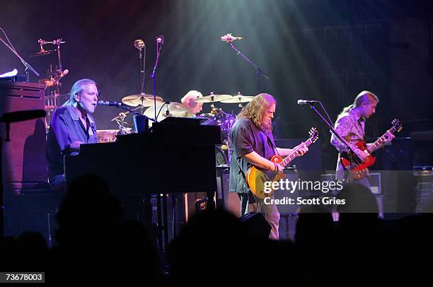 Gregg Allman, Warren Haynes, and Derek Trucks of The Allman Brothers Band perform during their first night of 13 performances at The Beacon Theatre...