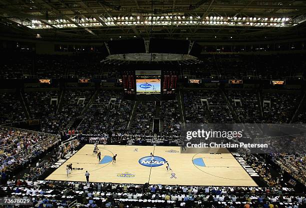 The Pittsburgh Panthers and the UCLA Bruins compete during round three of the NCAA Men's Basketball Tournament at the HP Pavilion on March 22, 2007...