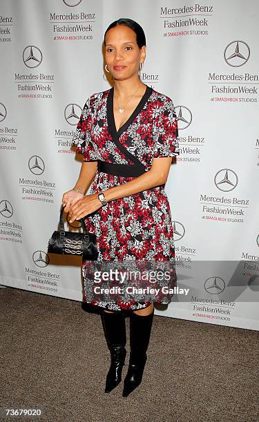 Actress Shari Headley attends Mercedes Benz Fashion Week held at Smashbox Studios on March 22, 2007 in Culver City, California.