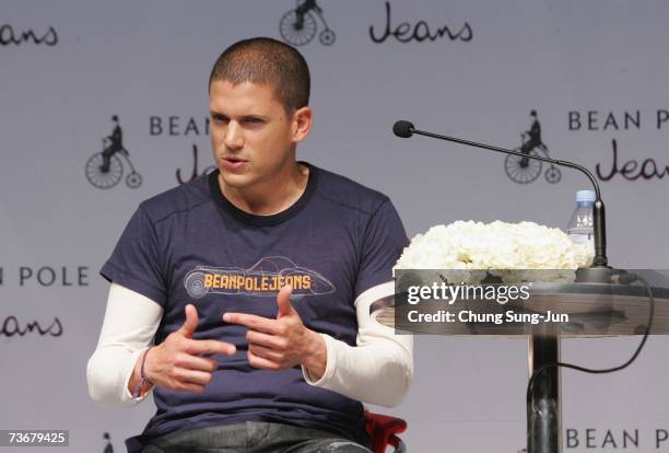 Prison Break" actor Wentworth Miller appears at a press conference and a fan meeting on March 23, 2007 in Seoul, South Korea. Miller is currently...