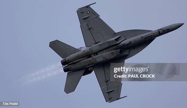 Air Force F/A-18E/F performs during the first public session of the Australian International Airshow in Melbourne, 23 March 2007. Around 200,000...