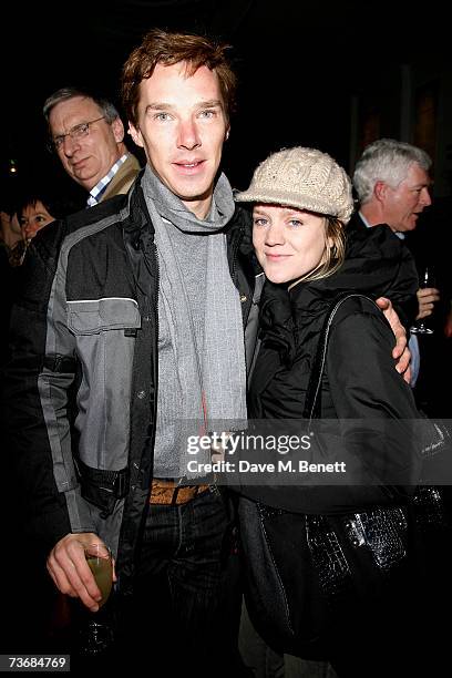 Benedict Cumberbatch and Olivia Williams attend the a fundraiser party for the Almeida Theatre, at the Almeida Theatre on March 23, 2007 in London,...