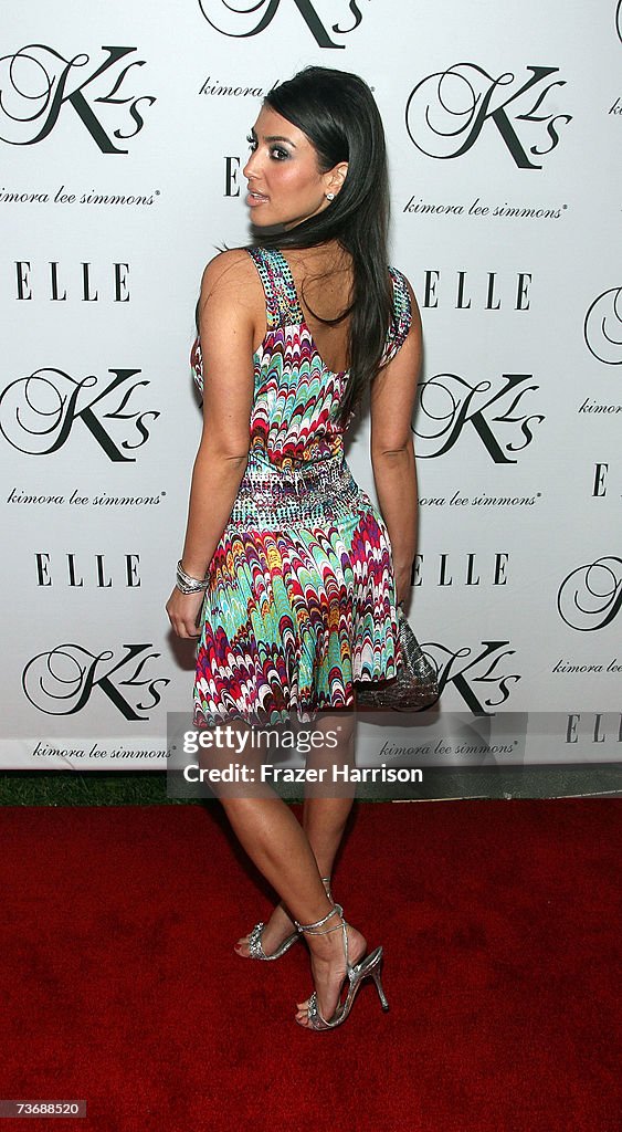 Model Kim Kardashian arrives at the Kimora Lee Simmons' debut of her