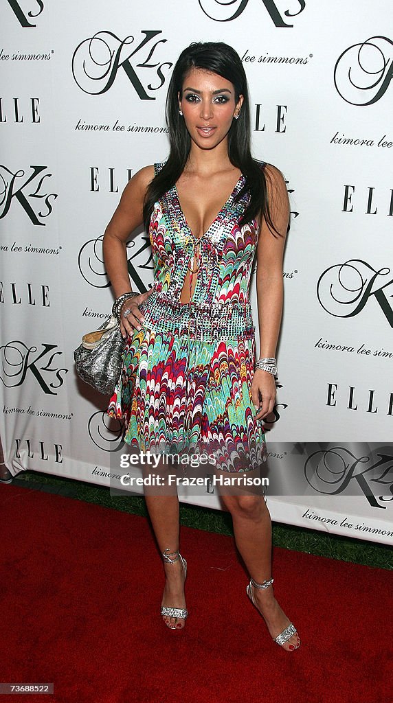 Model Kim Kardashian arrives at the Kimora Lee Simmons' debut of her