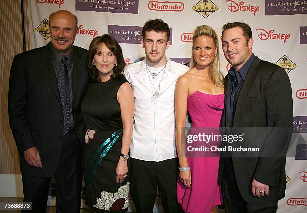 Dr. Phil McGraw, Robin McGraw, Jordan McGraw, Erica Dahm and Jay McGraw attend the Starlight Foundation's "A Stellar Night Gala" at the Beverly Hills...