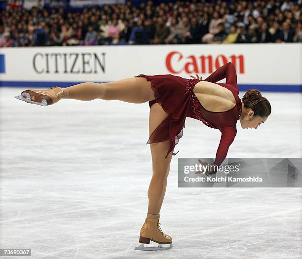 Gold medalist Miki Ando of Japan performs during the women's Free Skating program at the World Figure Skating Championships at the Tokyo Gymnasium on...