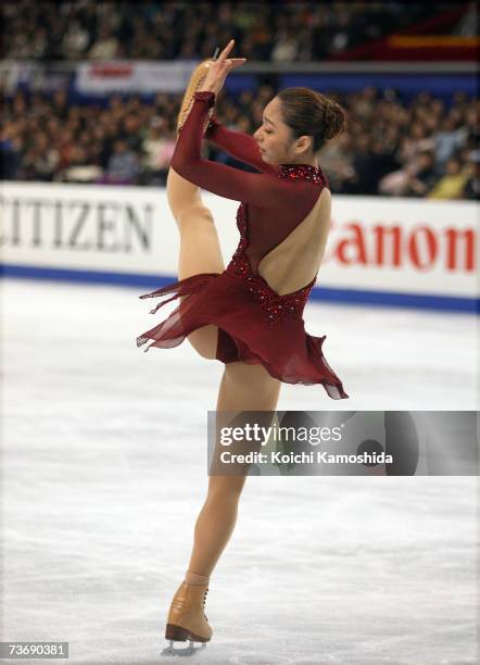 Gold medalist Miki Ando of Japan performs during the women's Free Skating program at the World Figure Skating Championships at the Tokyo Gymnasium on...