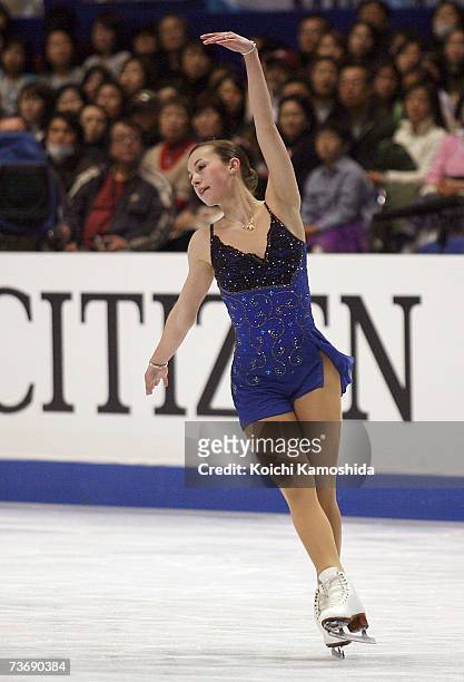 Kimmie Meissner of USA performs performs during the women's Free Skating program at the World Figure Skating Championships at the Tokyo Gymnasium on...