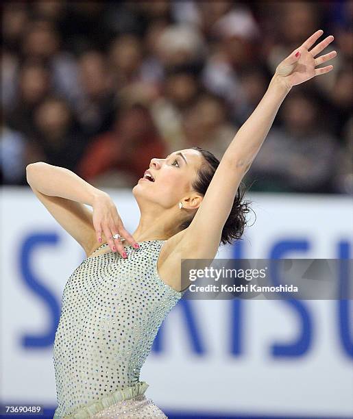 Susanna Poykio of Finland performs during the women's Free Skating program at the World Figure Skating Championships at the Tokyo Gymnasium on March...