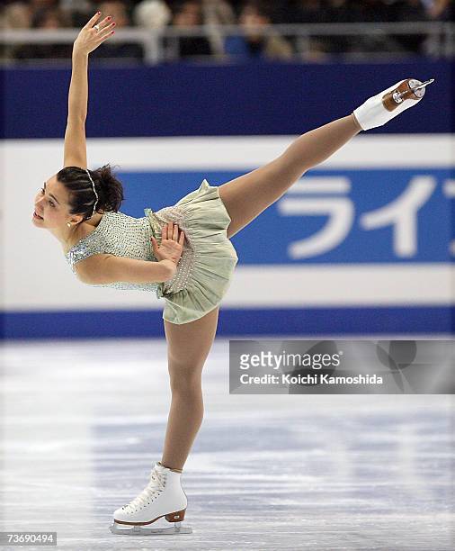 Susanna Poykio of Finland performs during the women's Free Skating program at the World Figure Skating Championships at the Tokyo Gymnasium on March...