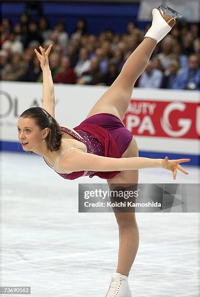 Emily Hughes of USA performs during the women's Free Skating program at the World Figure Skating Championships at the Tokyo Gymnasium on March 24,...