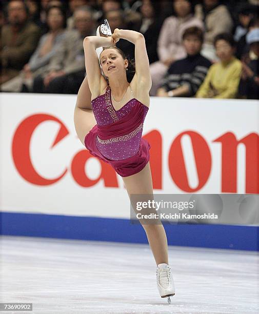 Emily Hughes of USA performs during the women's Free Skating program at the World Figure Skating Championships at the Tokyo Gymnasium on March 24,...