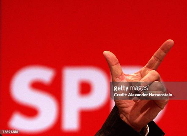 Chairman of the Social Democratic Party Kurt Beck, speaks at the SPD Party Congress on March 24, 2007 in Hamburg, Germany. With the nomination of...