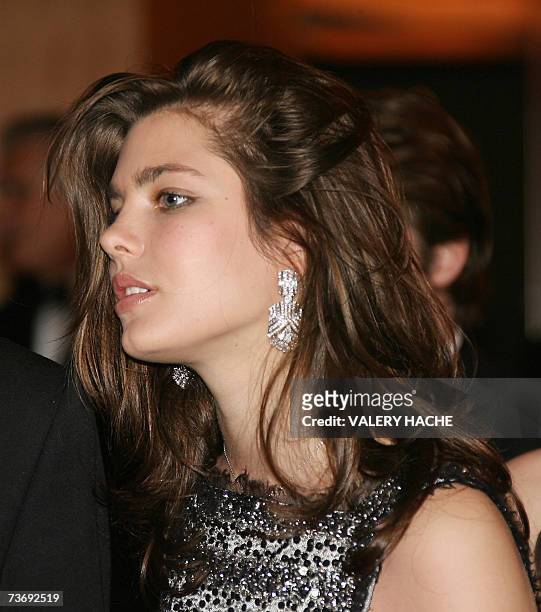 Princess Charlotte Casiraghi, daughter of Princess Caroline of Hanover, the sister of Prince Albert II of Monaco, arrives for the annual Rose Ball at...