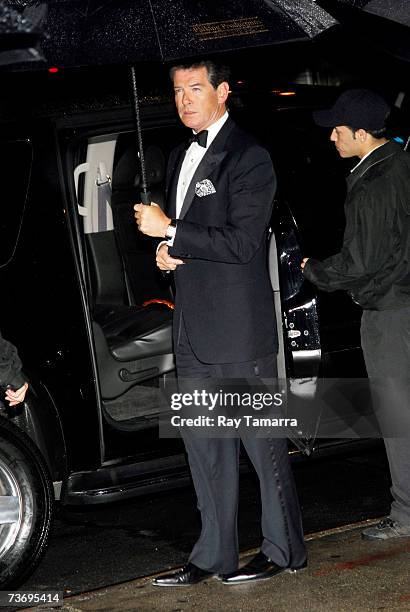Actor Pierce Brosnan attends Elton John's 60th Birthday Celebration at Gothic Cathedral of St John the Divine March 24, 2007 in New York City.