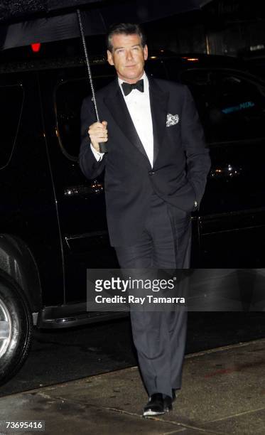 Actor Pierce Brosnan attends Elton John's 60th Birthday Celebration at Gothic Cathedral of St John the Divine March 24, 2007 in New York City.