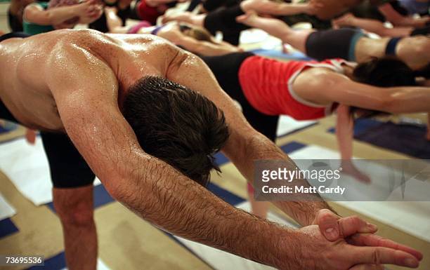 Students practice the unique Bikram Yoga at the City Studio, on March 13, 2007 in London, England. The Bikram Yoga, also known as Hot Yoga, is a...