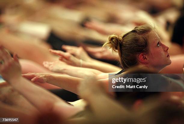 Students practice the unique Bikram Yoga at the City Studio, on March 13, 2007 in London, England. The Bikram Yoga, also known as Hot Yoga, is a...